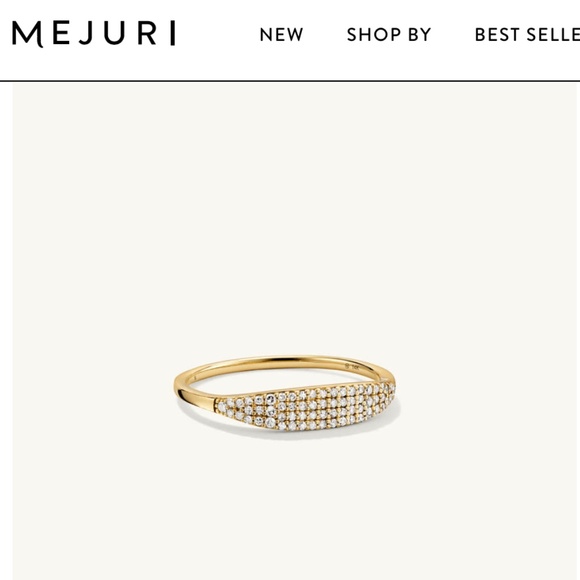 Mejuri Pavé Diamond Slim Signet 14k Solid Gold